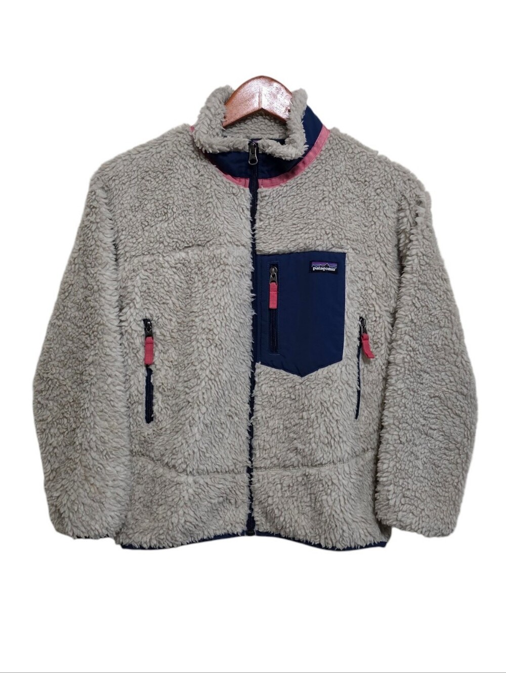 Patagonia Retro-X Jacket Natural w/Stone Blue Size Medium (10)